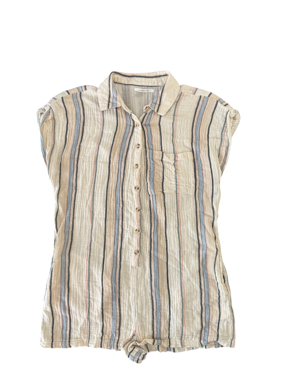 O’Neill Gauze Stripe Romper Cover-Up | Coastal Boho Beach Romper | Size S